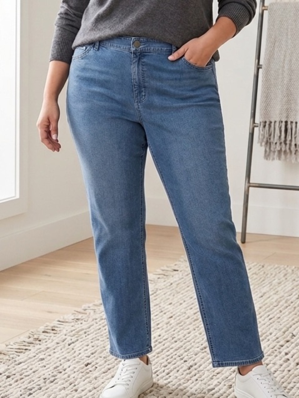 J. Jill “Tried and True” Straight Leg Jeans in Light Blue Denim
